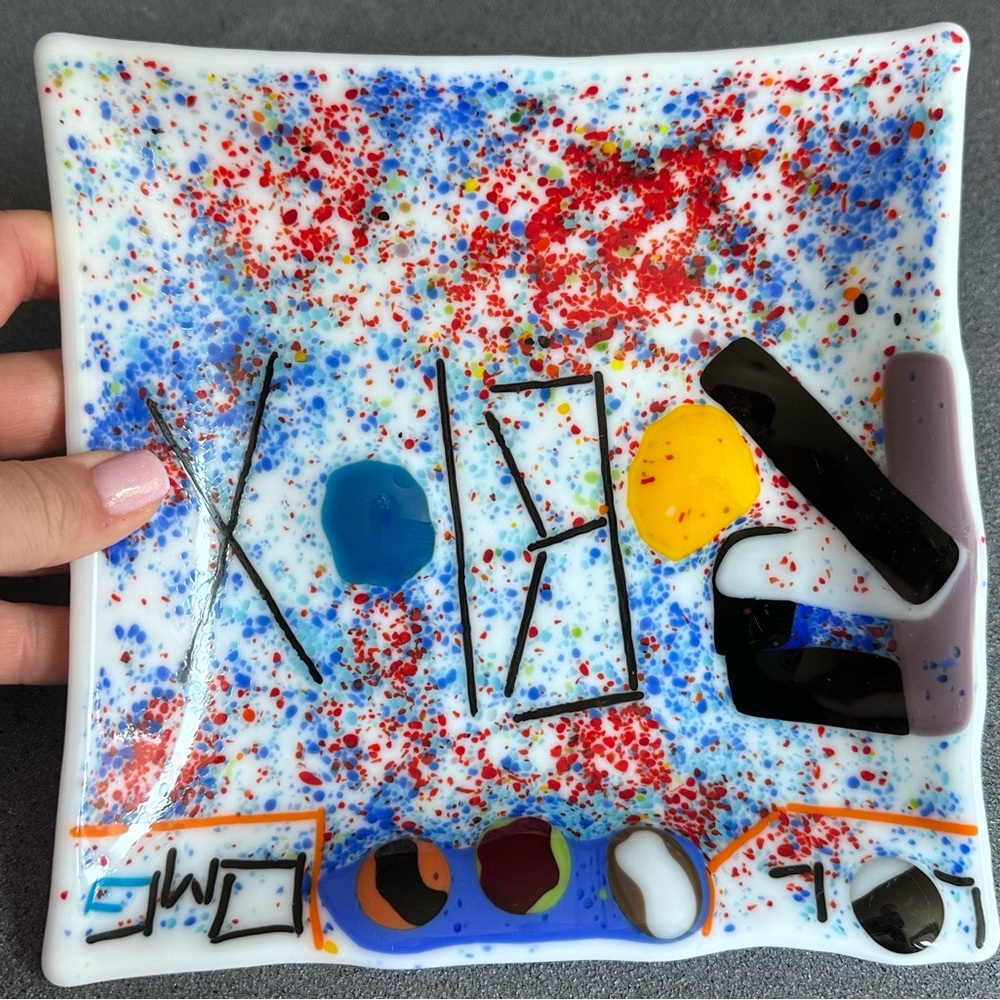 Colorful Abstract Glass Plate